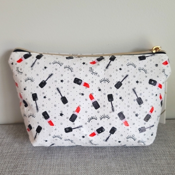 New Imoshion USA Cosmetic Makeup Bag Lipstick Red Black Travel Clutch - Picture 5 of 5